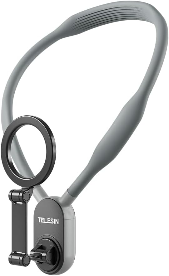 TELESIN Magnetic Neck Mount for Phones, Neck Cell Phone Holder POV/Vlog Selfie Mount Hand Free Phone Neck Holder Chest Stand Strap Video Recording for iPhone 17 16 15 14 13 12 Seires Android Phones