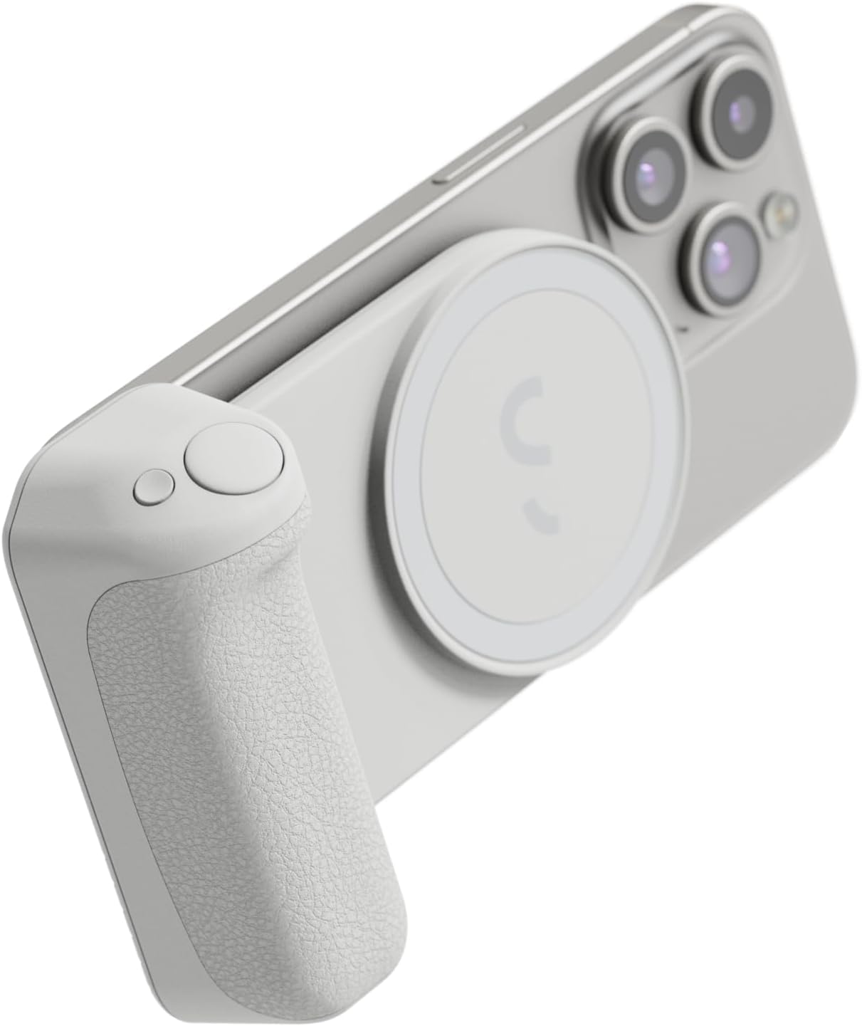 ShiftCam SnapGrip Pro - Mobile Battery Grip with Wireless Shutter Button - Magnetic Mount Snaps on to Any Phone - Built in Powerbank with Qi 2 Wireless Charging - Tabletop Dock (Stone)