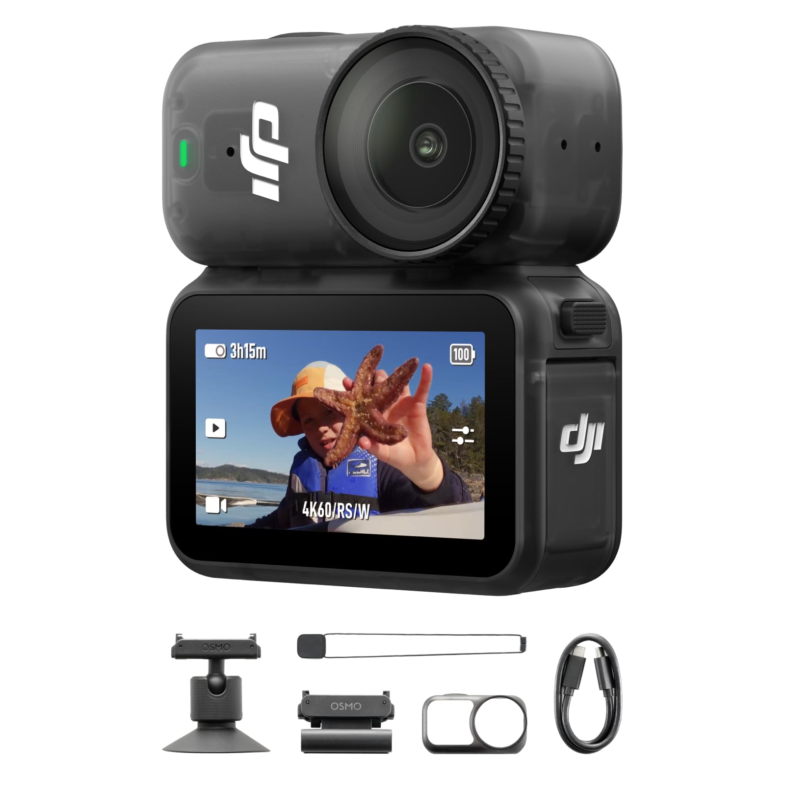 DJI Osmo Nano Standard Combo (64GB) - Small 4K/60fps Vlogging Camera with a 1/1.3″ Sensor, 143° Wide FOV Video, 200-Min Recording, Swift Content Transfer, Magnetic POV Cam 4K for Sports, Vlog