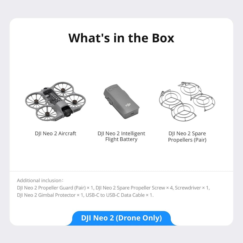 DJI Neo 2 (Drone Only), Lightweight & Foldable 4K Drone With Camera, Palm Takeoff & Landing, Gesture Control, ActiveTrack, Omnidirectional Obstacle Sensing