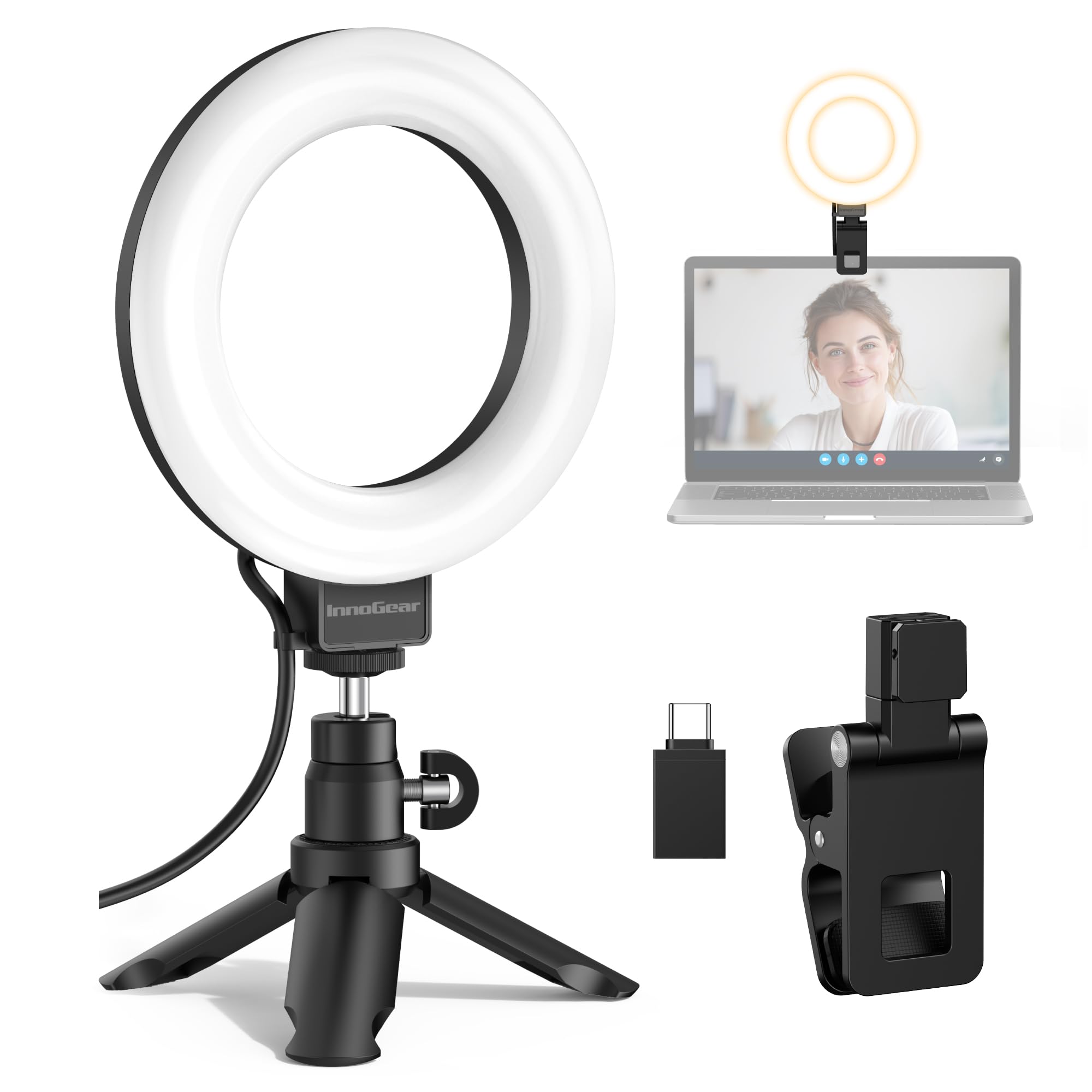 InnoGear Video Conference Light, On-Camera Video Lights for Monitor Desk LED Streaming Lighting with Remote and Touch Control Selfie Zoom Lighting for Computer Webcam Laptop Podcast, Recording