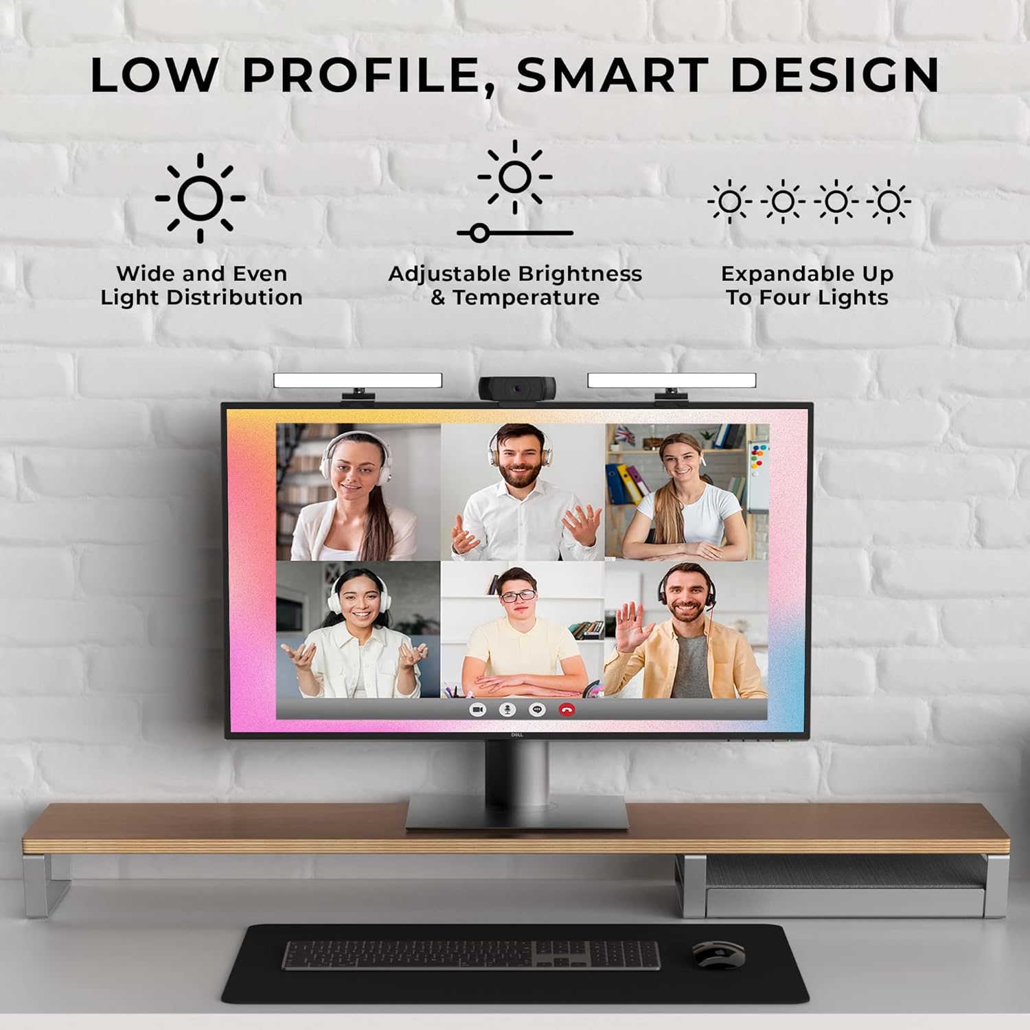 HumanCentric Video Conference Lighting - Webcam Light for Streaming, LED Monitor and Laptop Light for Video Conferencing, Zoom Lighting for Computer, Replace Ring Light for Zoom Meeting, Double Kit