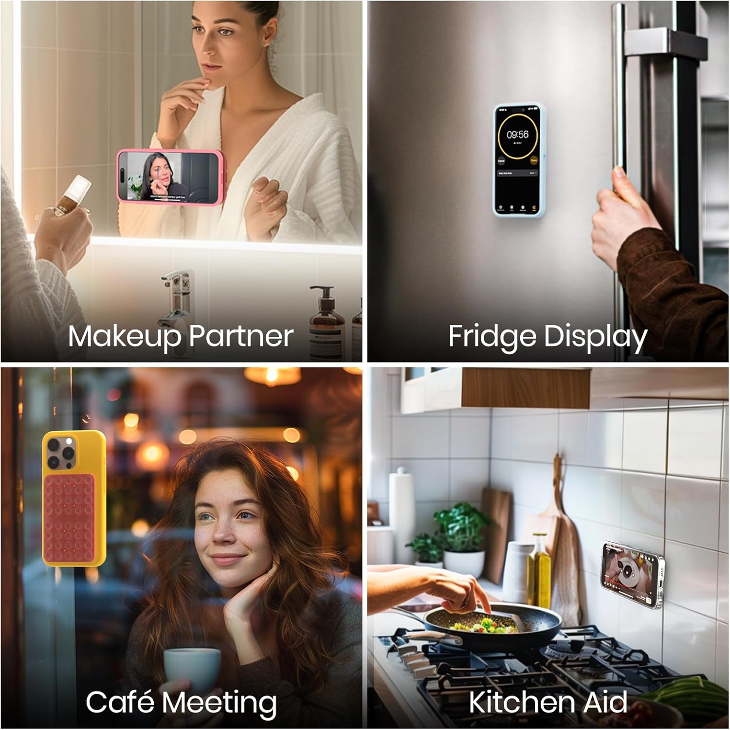 Klearlook Silicone Suction Cup Phone Case Mount Double Sided, Silicon Sticky Phone Grip with Higher Suction for Cell Phone, Hands-Free Phone Accessories Holder for Selfies and Videos, Black