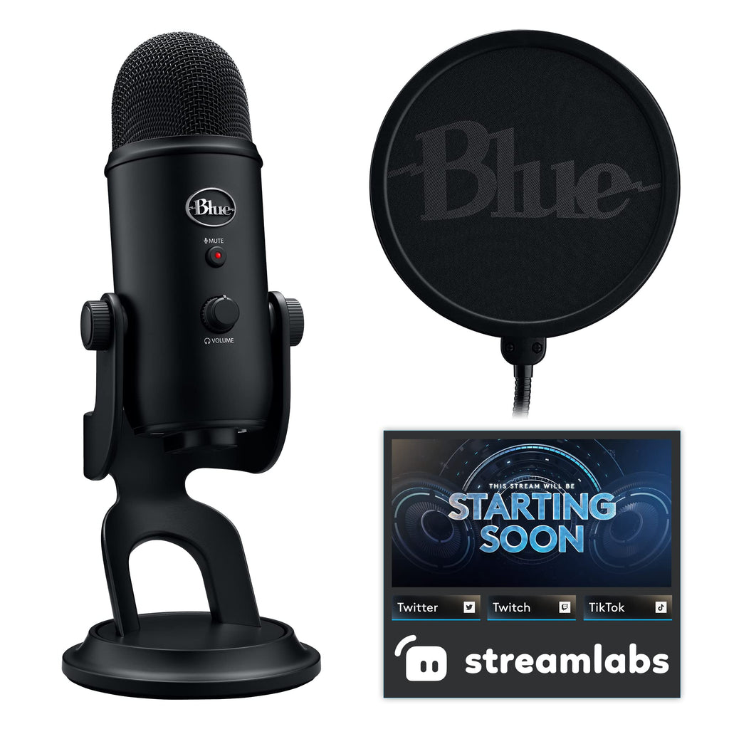 Logitech Creators Blue Yeti USB Microphone for Gaming, Streaming, Podcast, YouTube, Discord, PC, Studio Sound, Plug & Play-Blackout