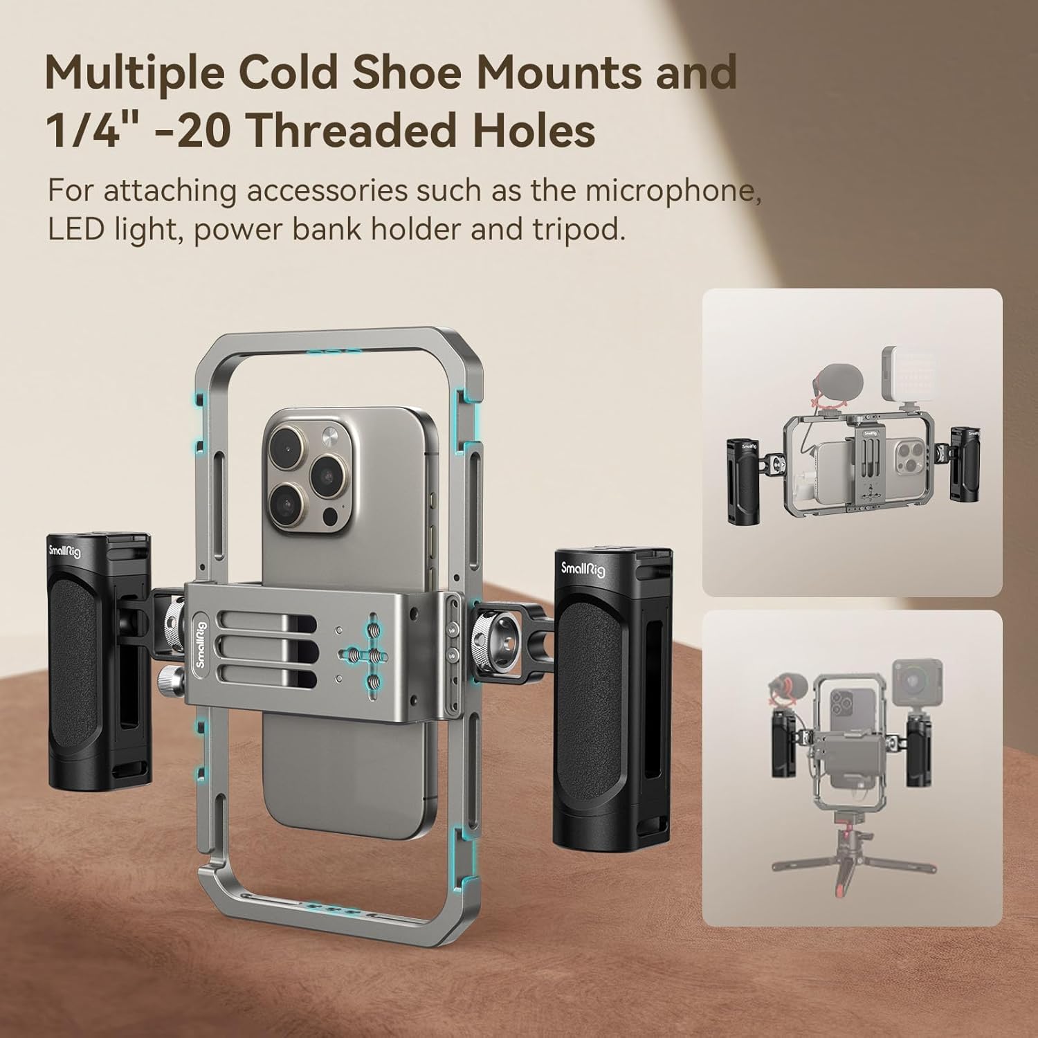 SmallRig Universal Phone Cage, Smartphone Video Rig Kit with Handles, Handheld Filmmaking Vlogging Case Stabilizer for Videomaker, for iPhone 17/16/15 for Samsung for Pixel and Other Android Phones