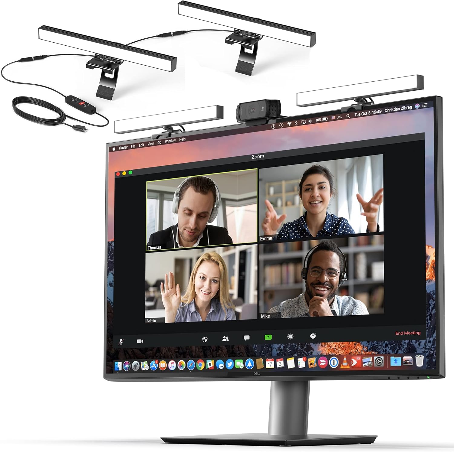 HumanCentric Video Conference Lighting - Webcam Light for Streaming, LED Monitor and Laptop Light for Video Conferencing, Zoom Lighting for Computer, Replace Ring Light for Zoom Meeting, Double Kit