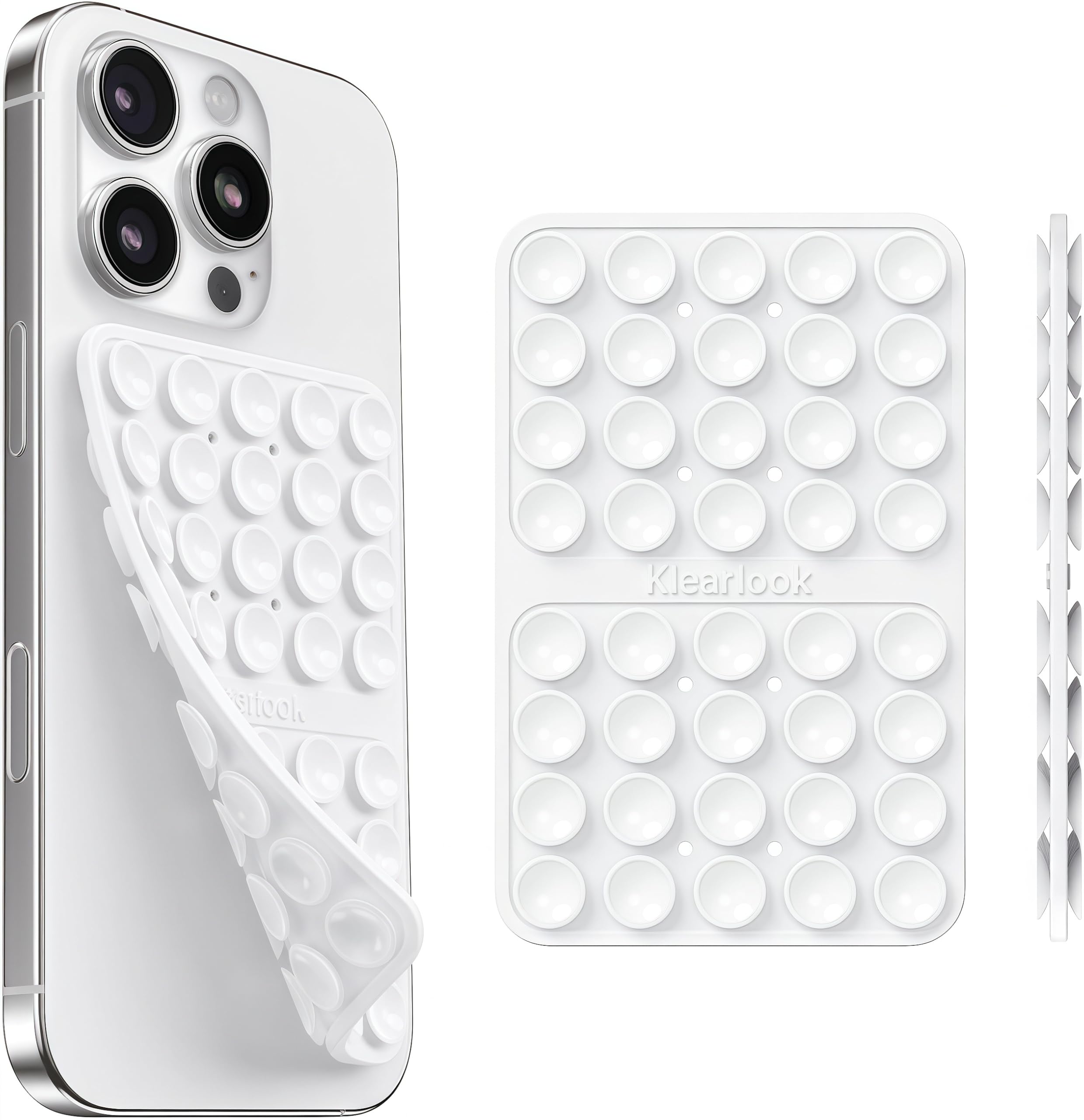 Klearlook Silicone Suction Cup Phone Case Mount Double Sided, Silicon Sticky Phone Grip with Higher Suction for Cell Phone, Hands-Free Phone Accessories Holder for Selfies and Videos, Black