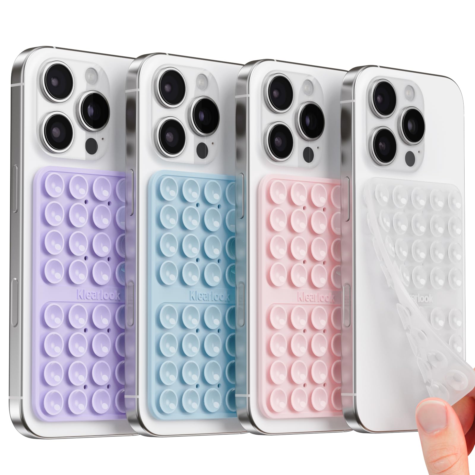 Klearlook Silicone Suction Cup Phone Case Mount Double Sided, Silicon Sticky Phone Grip with Higher Suction for Cell Phone, Hands-Free Phone Accessories Holder for Selfies and Videos, Black