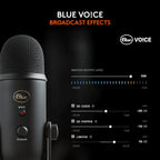 Logitech Creators Blue Yeti USB Microphone for Gaming, Streaming, Podcast, YouTube, Discord, PC, Studio Sound, Plug & Play-Blackout