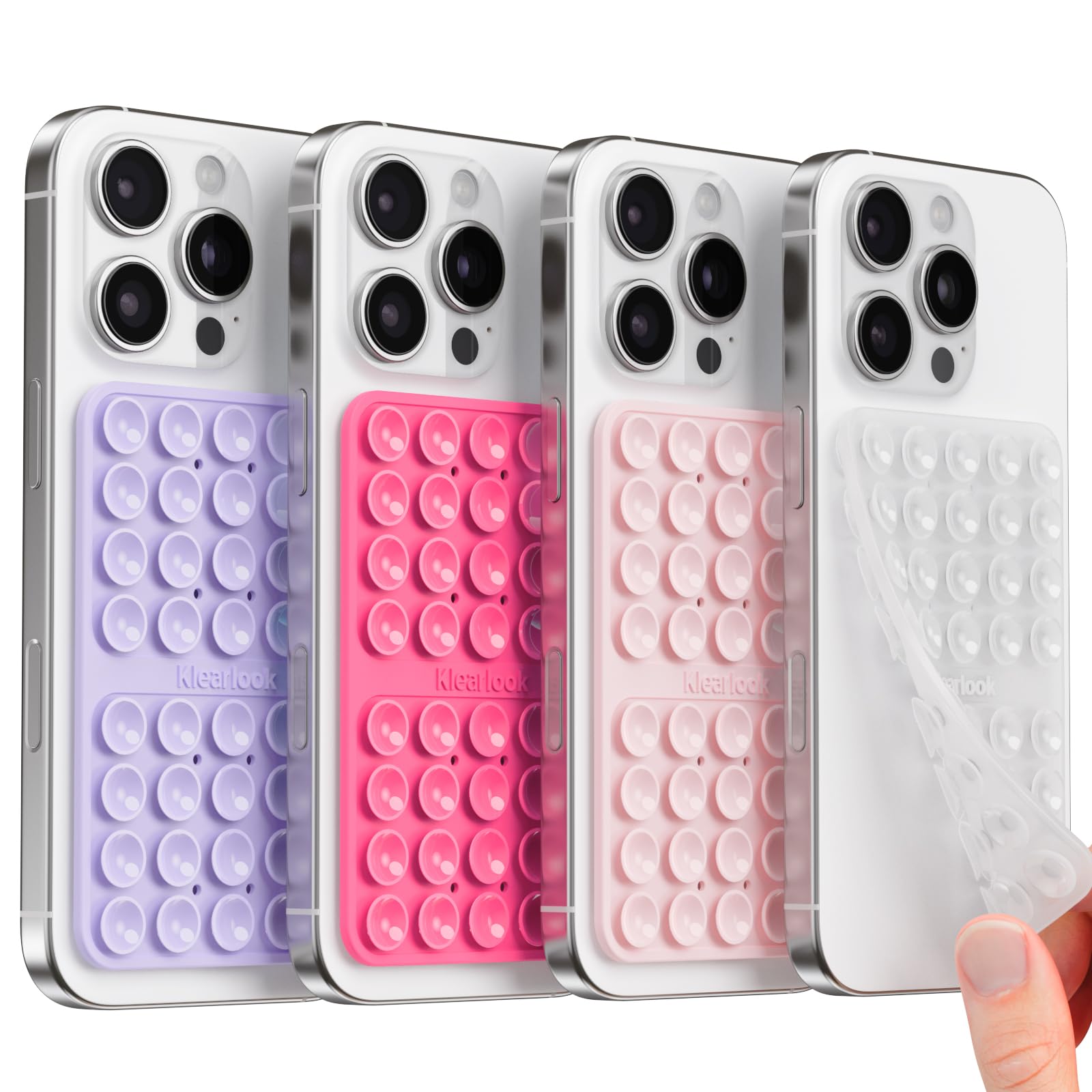 Klearlook Silicone Suction Cup Phone Case Mount Double Sided, Silicon Sticky Phone Grip with Higher Suction for Cell Phone, Hands-Free Phone Accessories Holder for Selfies and Videos, Black