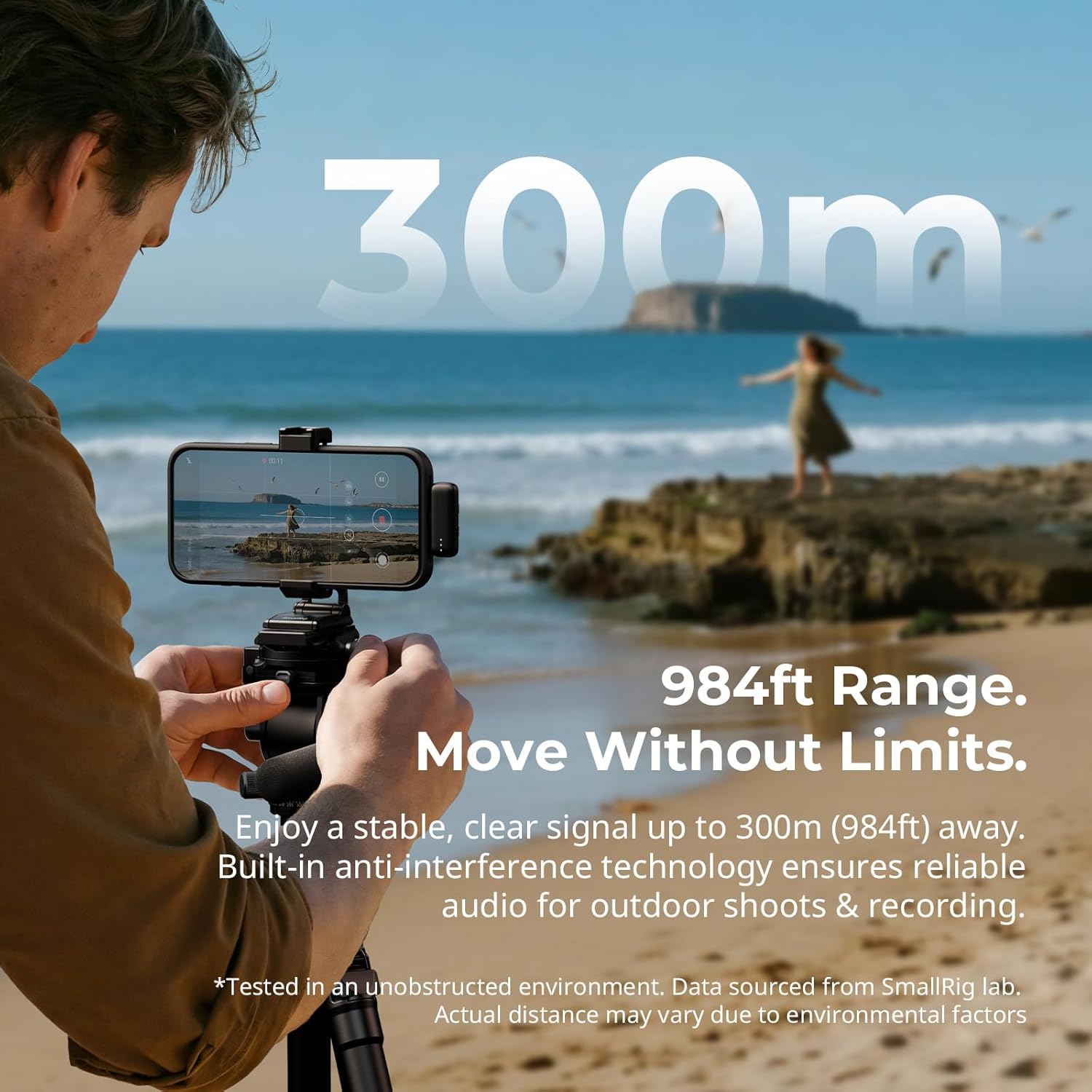 SMALLRIG Wireless Mic S70-C2 (2 TX + 1 RX + Charging Case), USB-C Compact Wireless Microphone for Android Phone/Action Camera, 48h Use, Noise Reduction Record for Vlog (Black)