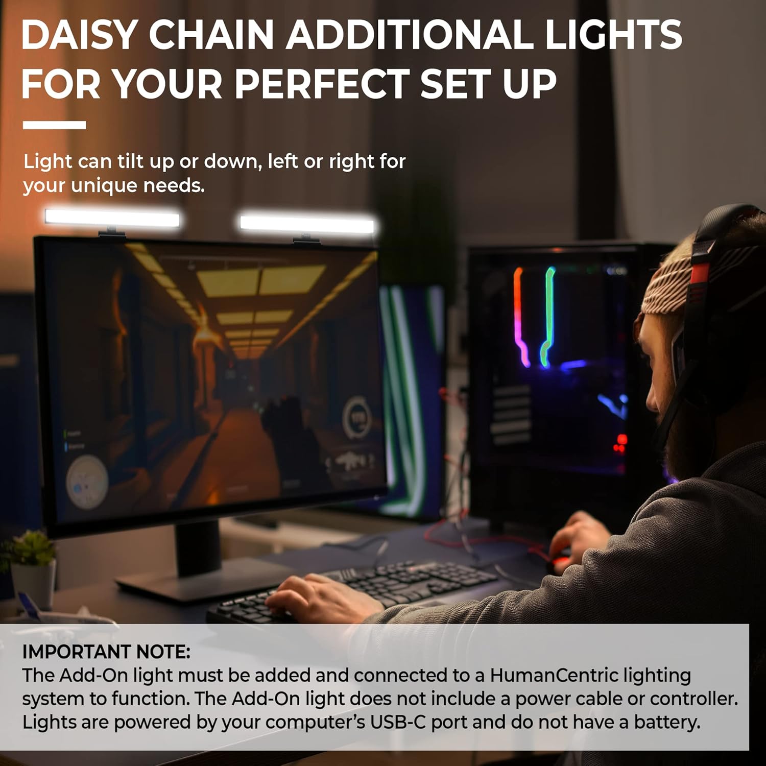 HumanCentric Video Conference Lighting - Webcam Light for Streaming, LED Monitor and Laptop Light for Video Conferencing, Zoom Lighting for Computer, Replace Ring Light for Zoom Meeting, Double Kit