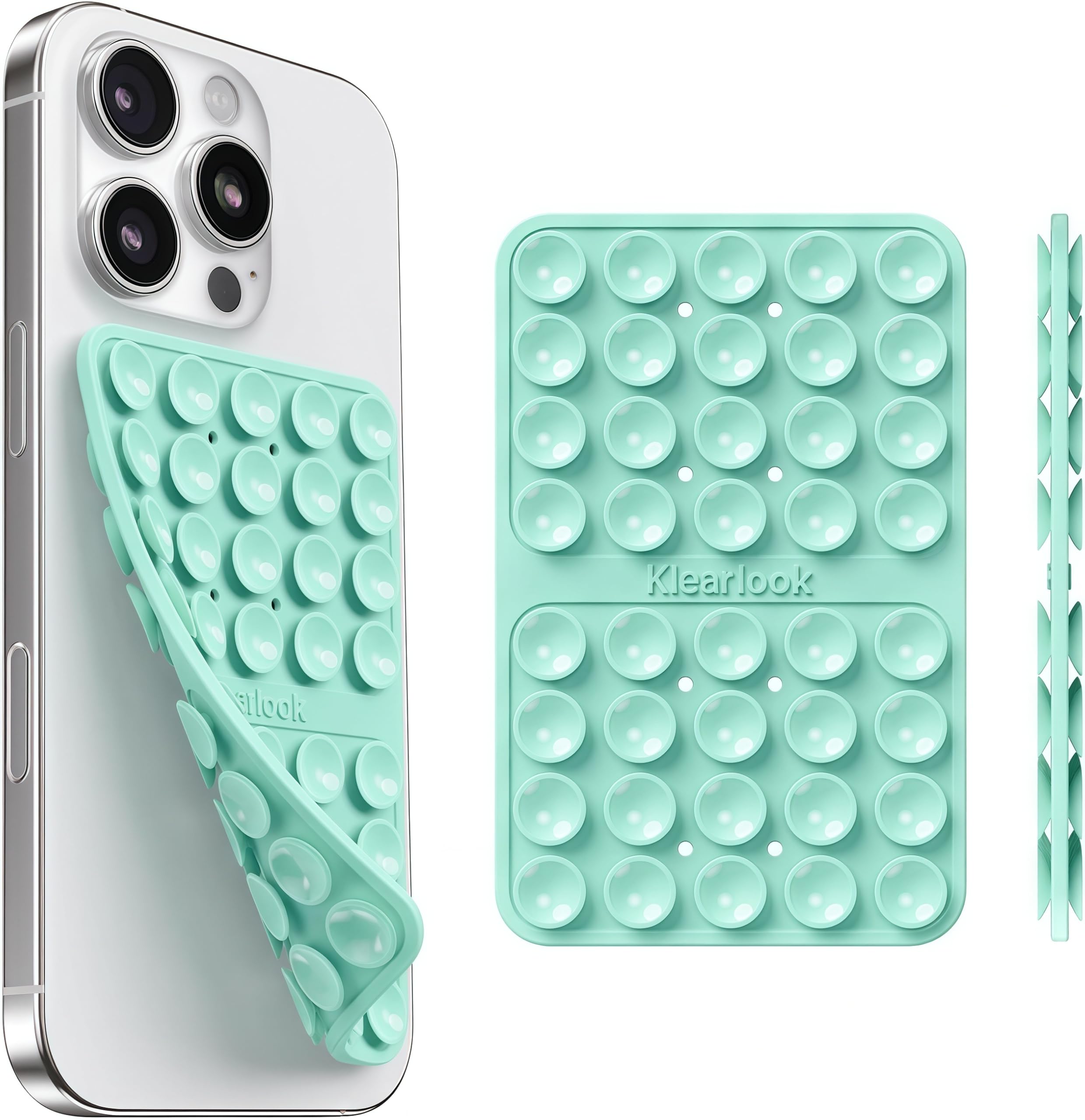 Klearlook Silicone Suction Cup Phone Case Mount Double Sided, Silicon Sticky Phone Grip with Higher Suction for Cell Phone, Hands-Free Phone Accessories Holder for Selfies and Videos, Black