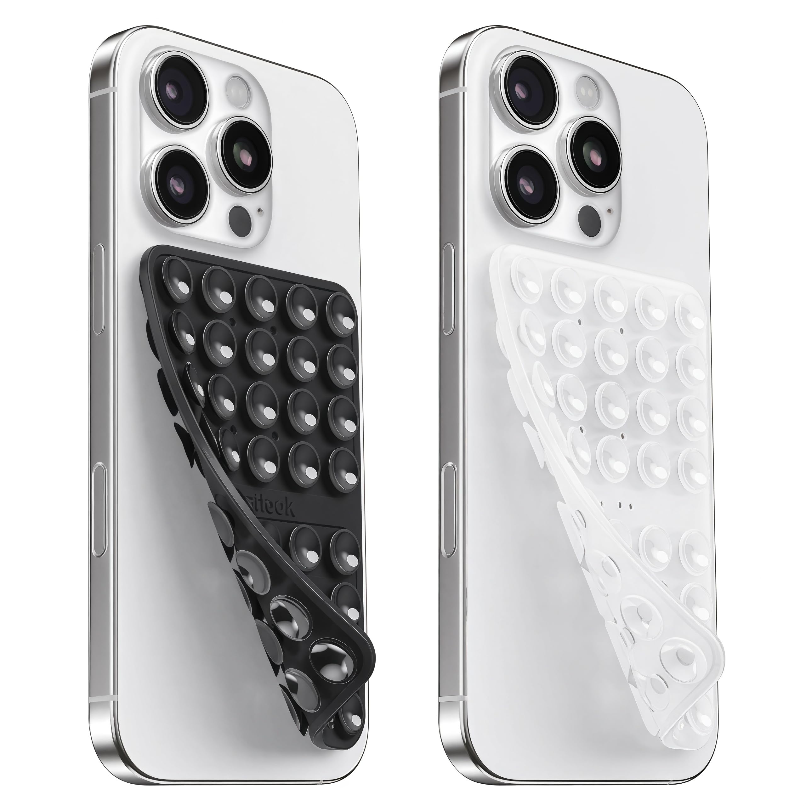 Klearlook Silicone Suction Cup Phone Case Mount Double Sided, Silicon Sticky Phone Grip with Higher Suction for Cell Phone, Hands-Free Phone Accessories Holder for Selfies and Videos, Black