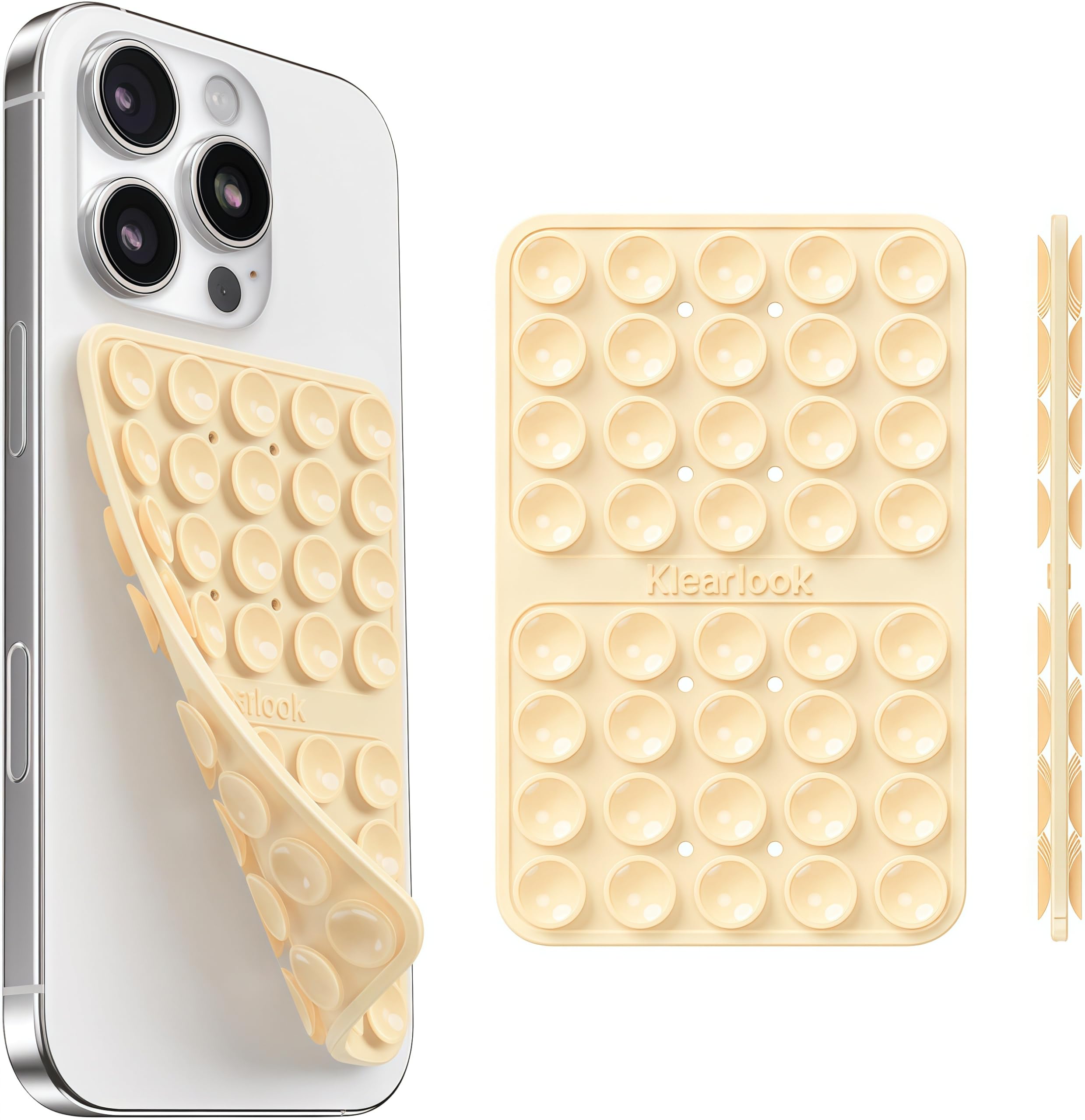 Klearlook Silicone Suction Cup Phone Case Mount Double Sided, Silicon Sticky Phone Grip with Higher Suction for Cell Phone, Hands-Free Phone Accessories Holder for Selfies and Videos, Black