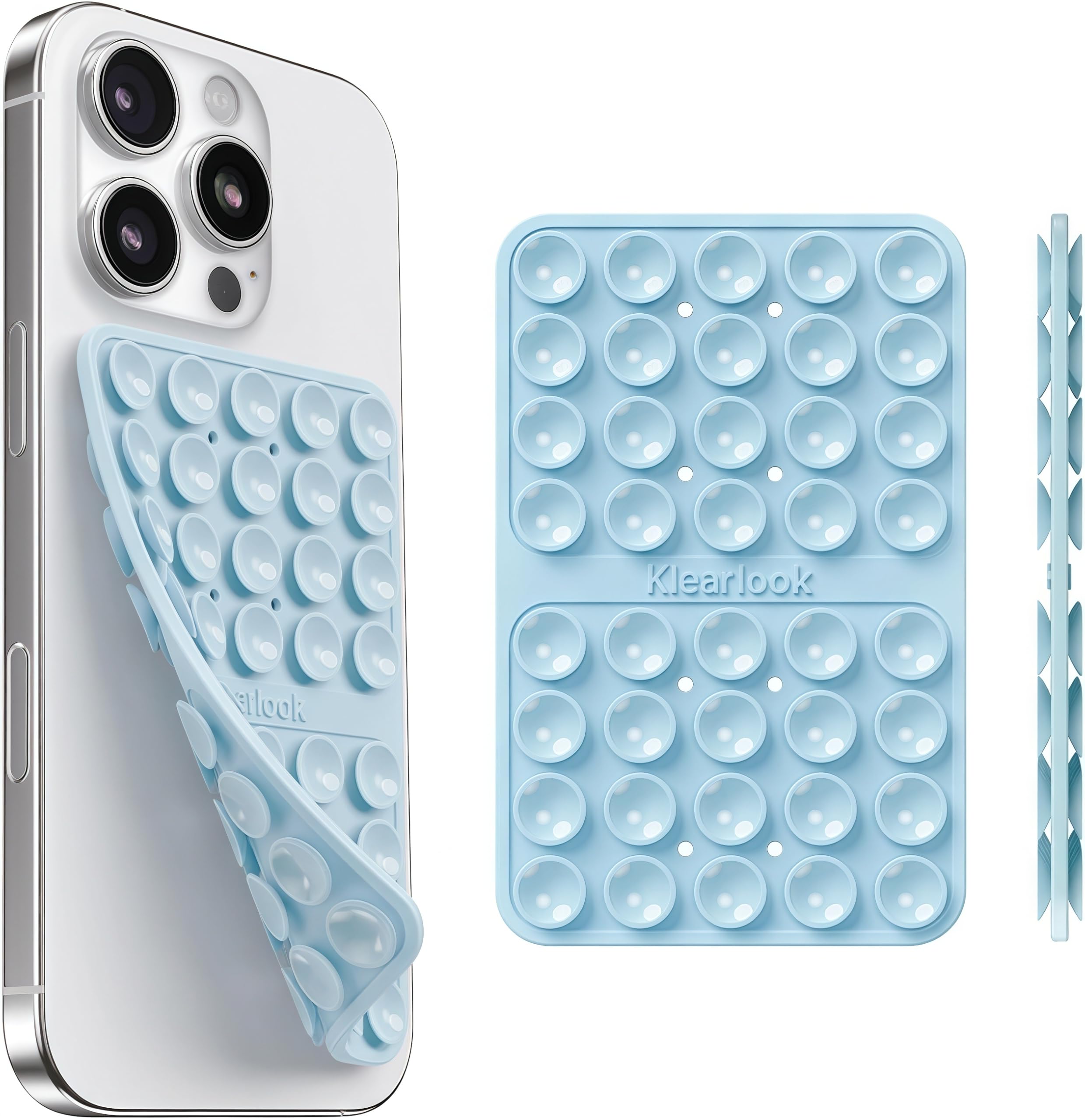 Klearlook Silicone Suction Cup Phone Case Mount Double Sided, Silicon Sticky Phone Grip with Higher Suction for Cell Phone, Hands-Free Phone Accessories Holder for Selfies and Videos, Black